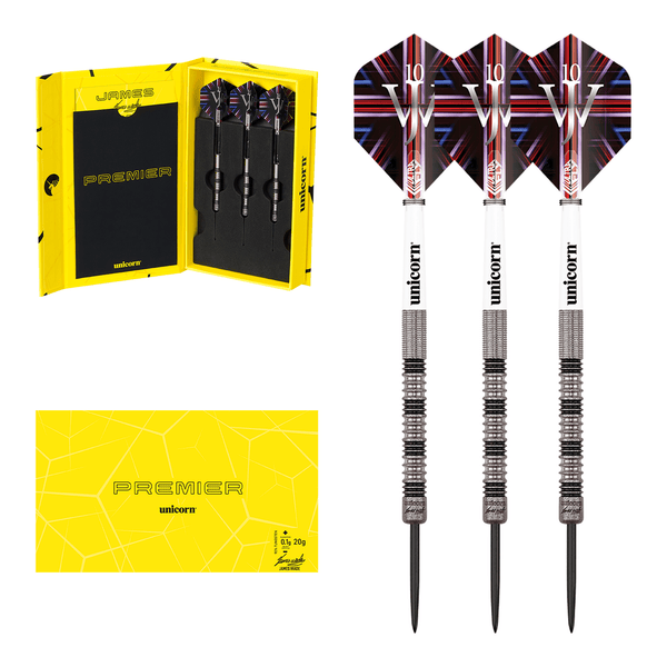 Unicorn James Wade Premier Steel Tip Darts - 90% Tungsten - 20 Grams Darts