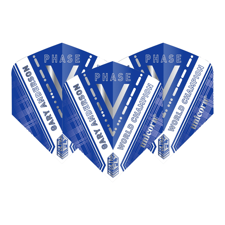 Unicorn Ultrafly 100 Gary Anderson World Champion Phase 5 Big Wing Dart Flights Blue/White Flights