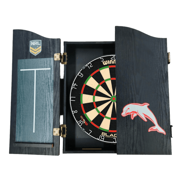 Winmau Blade 6 Dartboard, Official NRL Cabinet & Darts - Complete Darts Set Boards