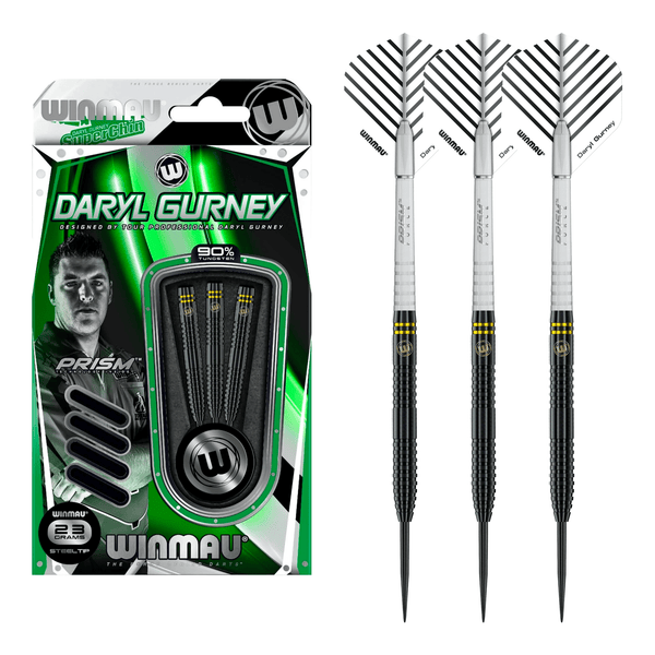 Winmau Daryl Gurney Black - 90% Tungsten Steel Tip Darts 23 Grams Darts