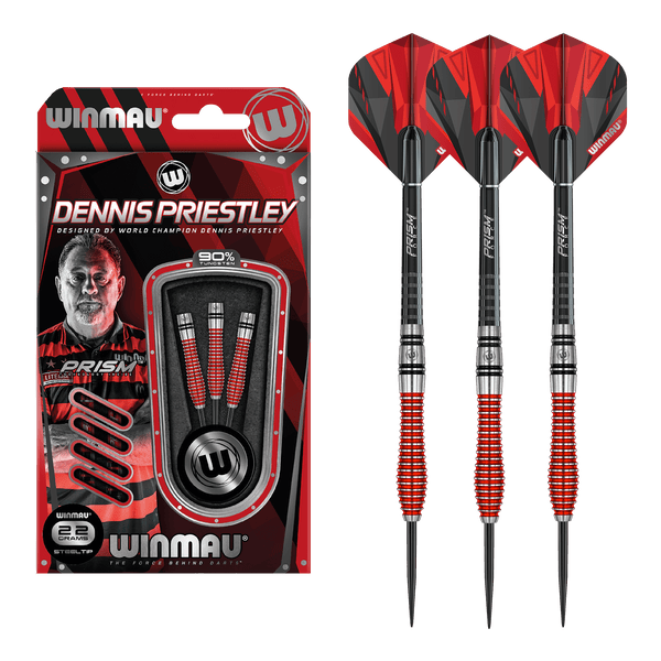 Winmau Dennis Priestley Steel Tip Darts - 90% Tungsten - 22 Grams Darts