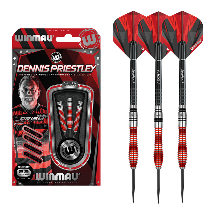 Winmau Dennis Priestley Steel Tip Darts - 90% Tungsten - 22 Grams Darts