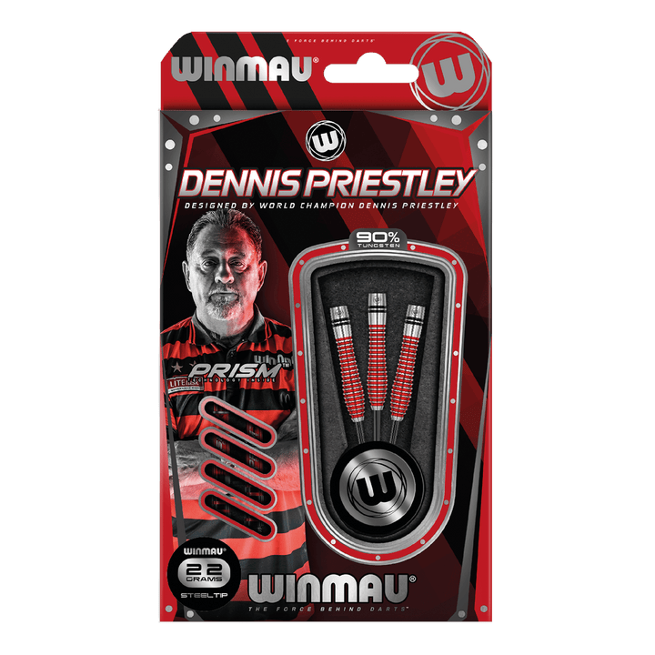 Winmau Dennis Priestley Steel Tip Darts - 90% Tungsten - 22 Grams Darts