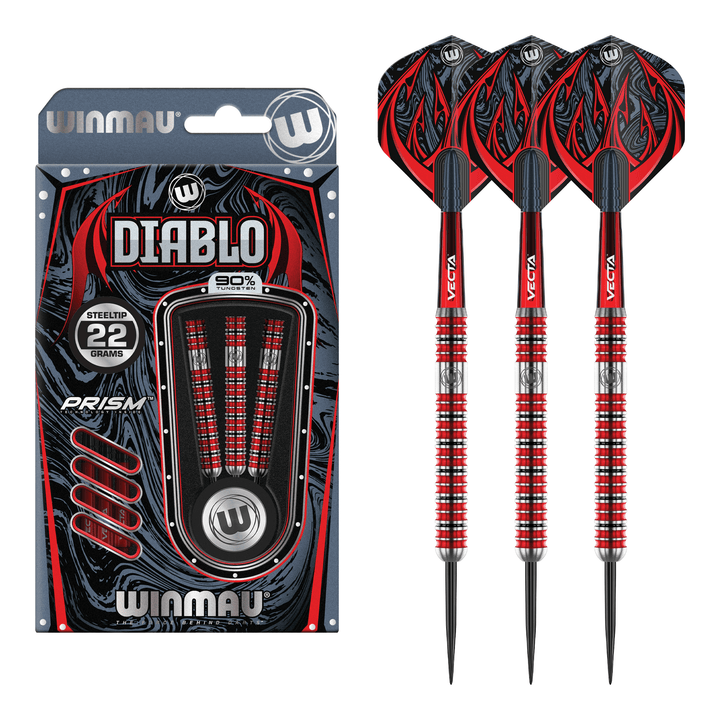 Winmau Diablo Parallel Barrel - 90% Tungsten Steel Tip Darts 24 Grams Darts