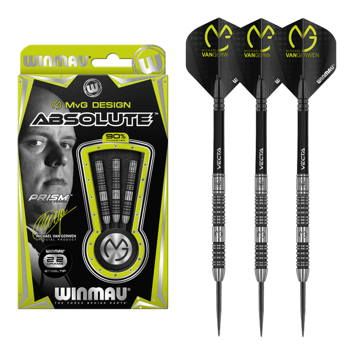 Winmau MVG Absolute Steel Tip Darts - 90% Tungsten - 22 Grams Darts