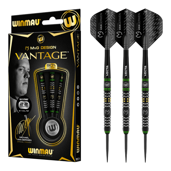 Winmau MVG Vantage Steel Tip Darts - 90% Tungsten - 22 Grams Darts