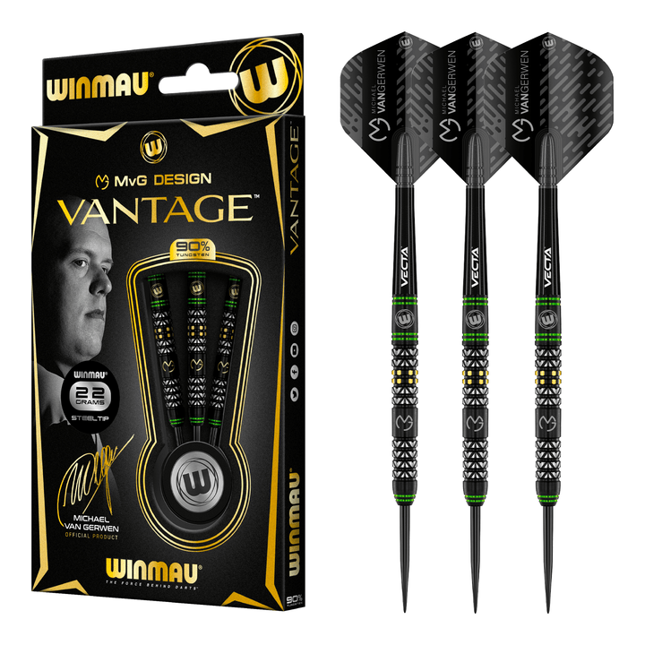 Winmau MVG Vantage Steel Tip Darts - 90% Tungsten - 22 Grams Darts