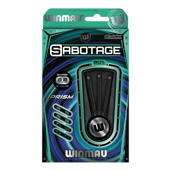 Winmau Sabotage Black Steel Tip Darts - 90% Tungsten - 22 Grams Darts