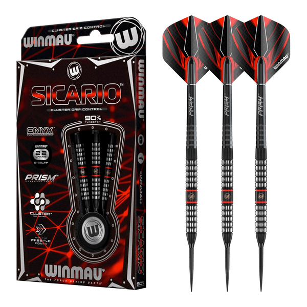 Winmau Sicario Parallel Barrel 90% Tungsten Steel Tip Darts 22 Grams Darts