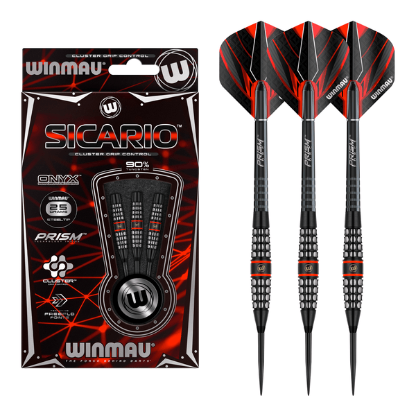 Winmau Sicario Torpedo Barrel 90% Tungsten Steel Tip Darts 23 Grams Darts