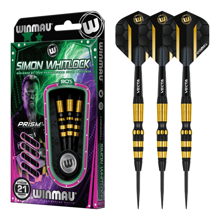 Winmau Simon Whitlock Onyx Au - 90% Tungsten Steel Tip Darts 21 Grams Darts