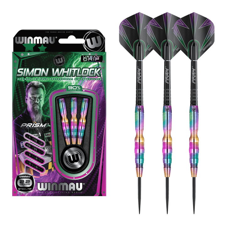 Winmau Simon Whitlock Urban Grip Steel Tip Darts - 90% Tungsten - 22 Grams Darts